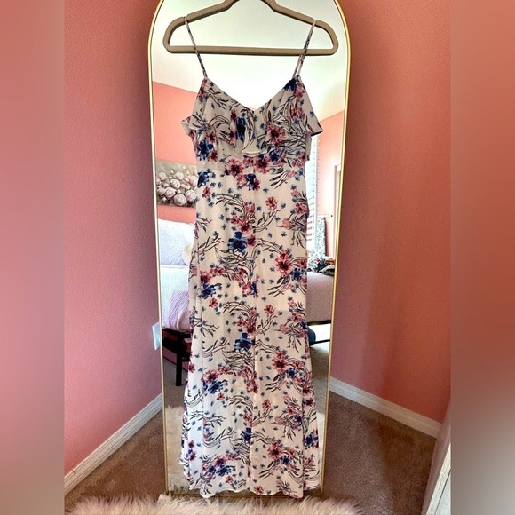 Flying Tomato romantic floral ruffle sweetheart neck long maxi dress NWT Size SM - Picture 4 of 11